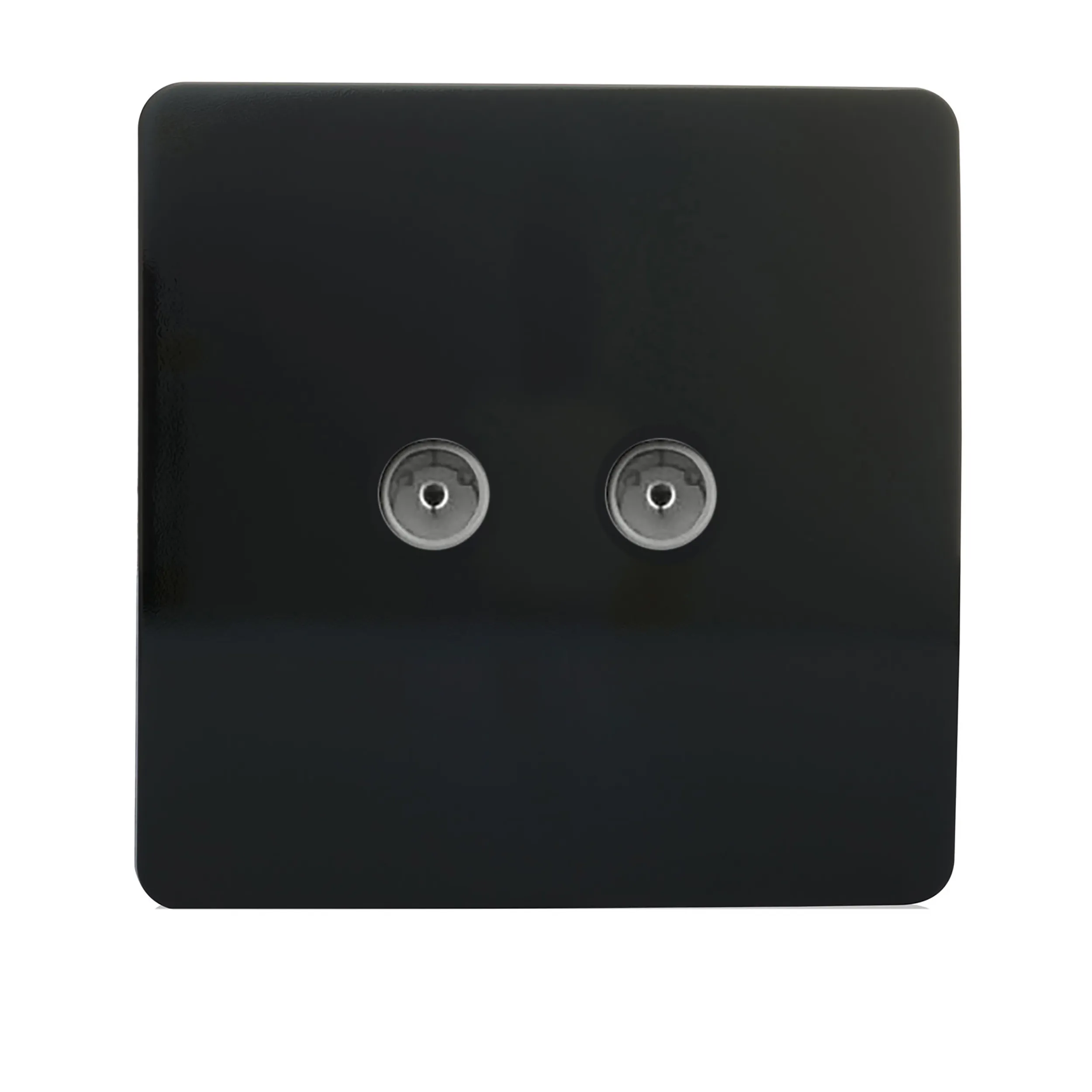 Twin TV Co-Axial Outlet Gloss Black